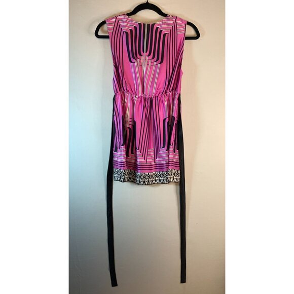 Hale Bob size Small Pink Silk Empire Waist Dress w/Black & White Pattern NWT - Picture 9 of 13